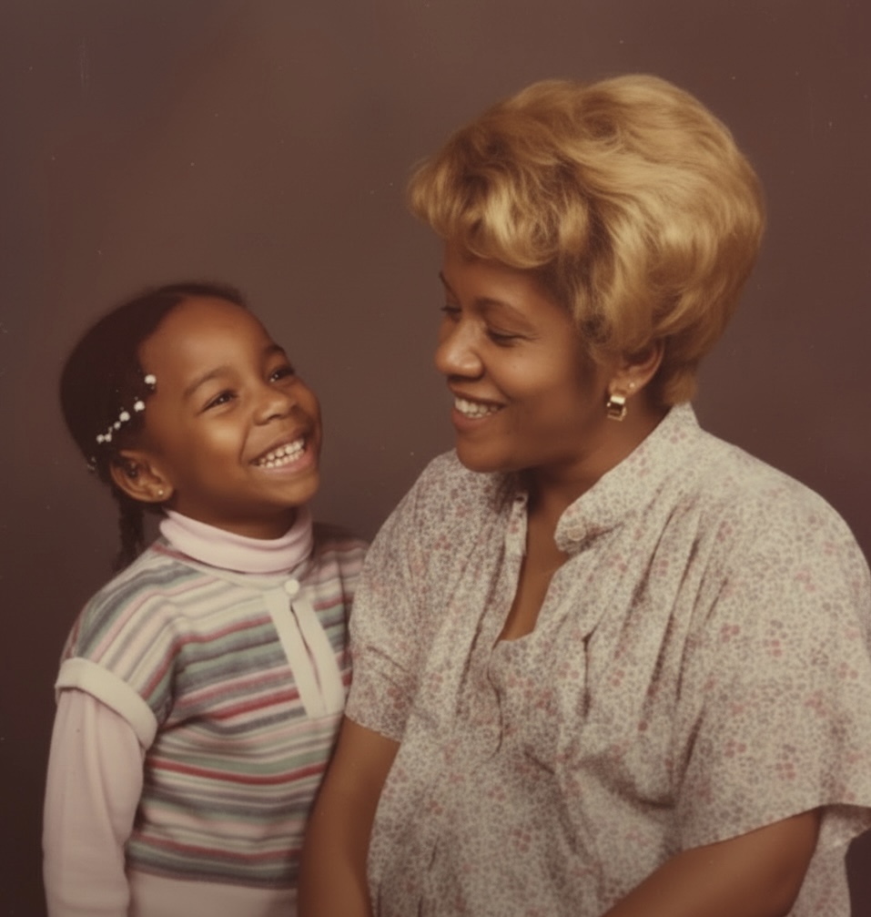 Mother and daughter laughing